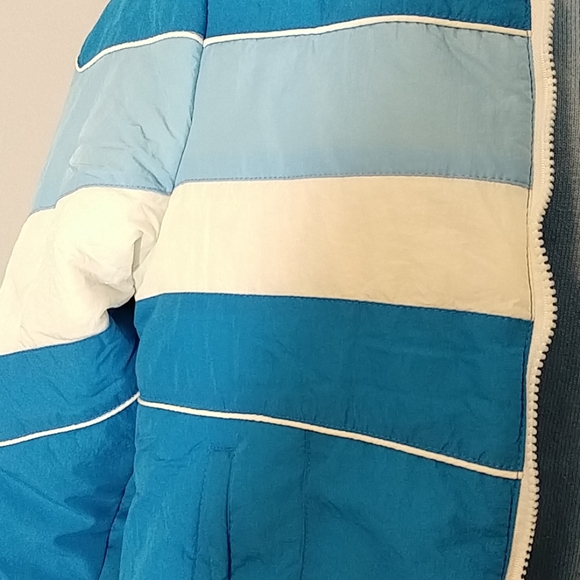 Teal/light blue/ white striped jacket - Picture 2 of 5